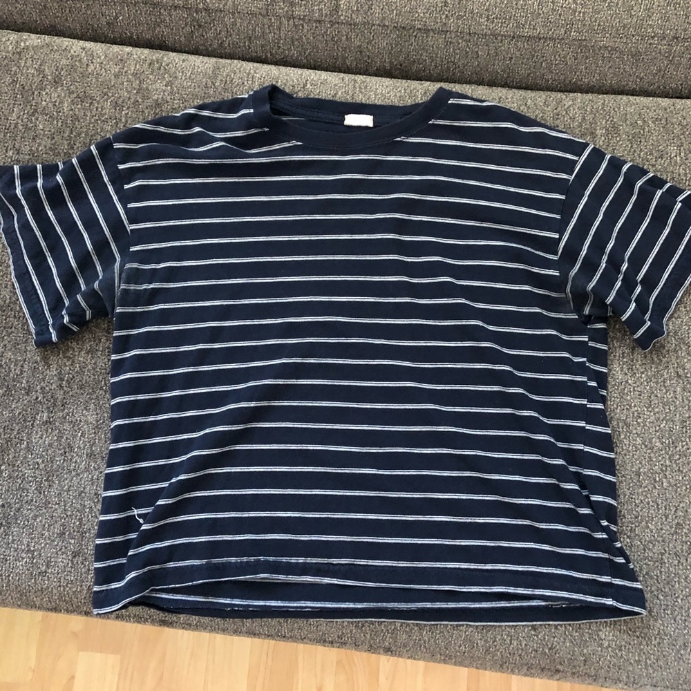 Brandy Melville/John Galt Navy/Gray Striped Tee